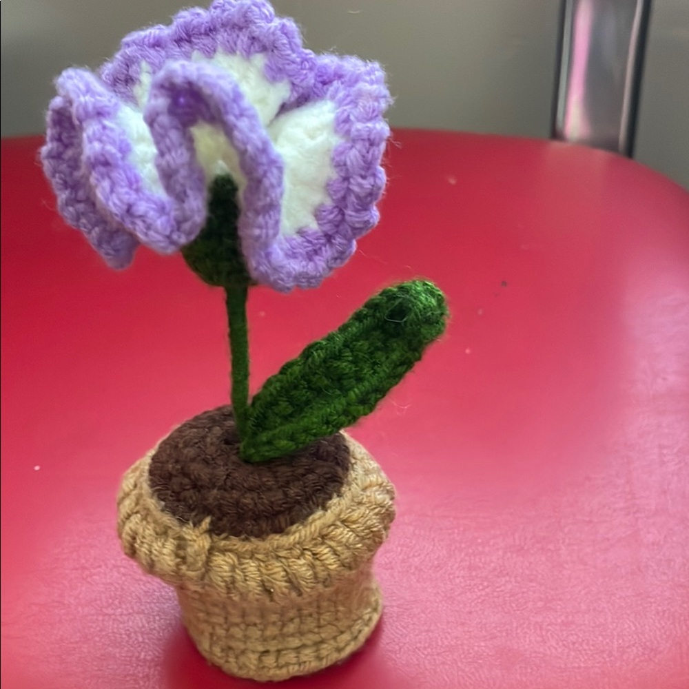 Craft Handmade Crochet Vase and Flower